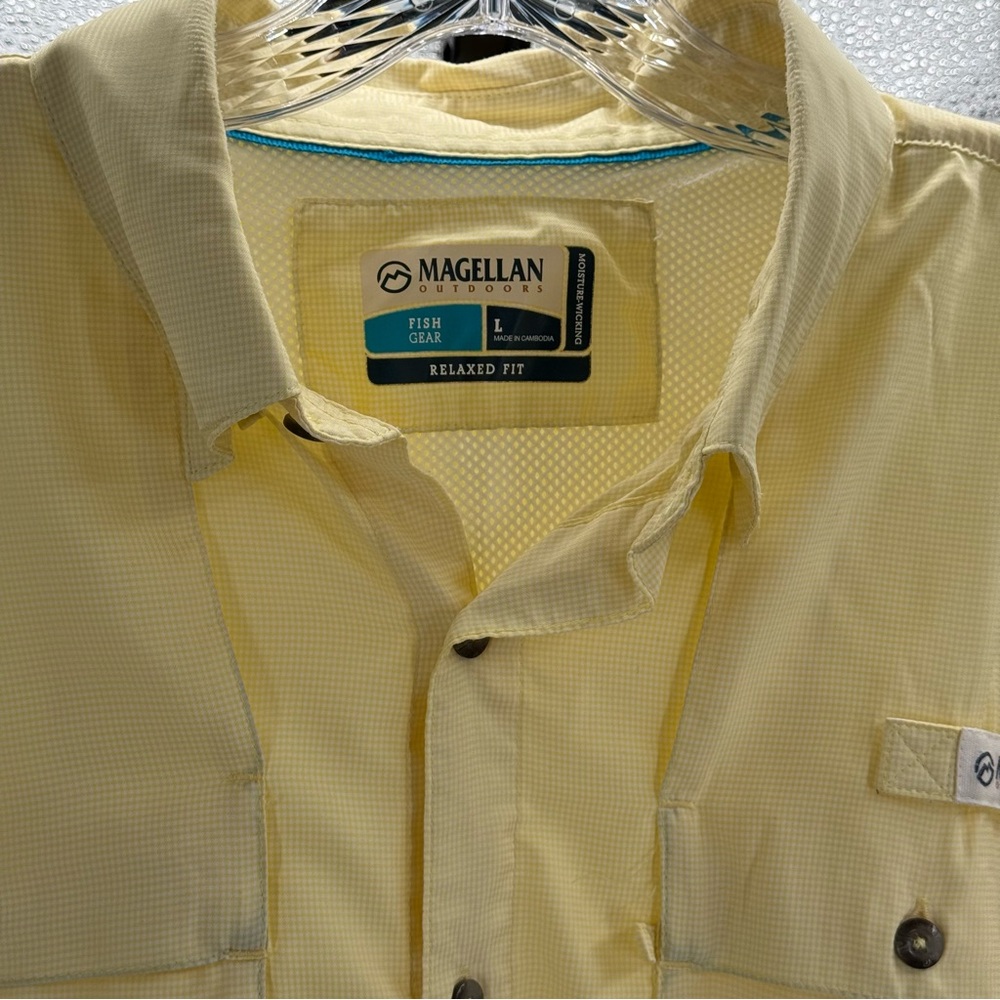 Magellan Button Up Shirt Men' XL YELLOW Long Sleeve Outdoors Fishing Pockets